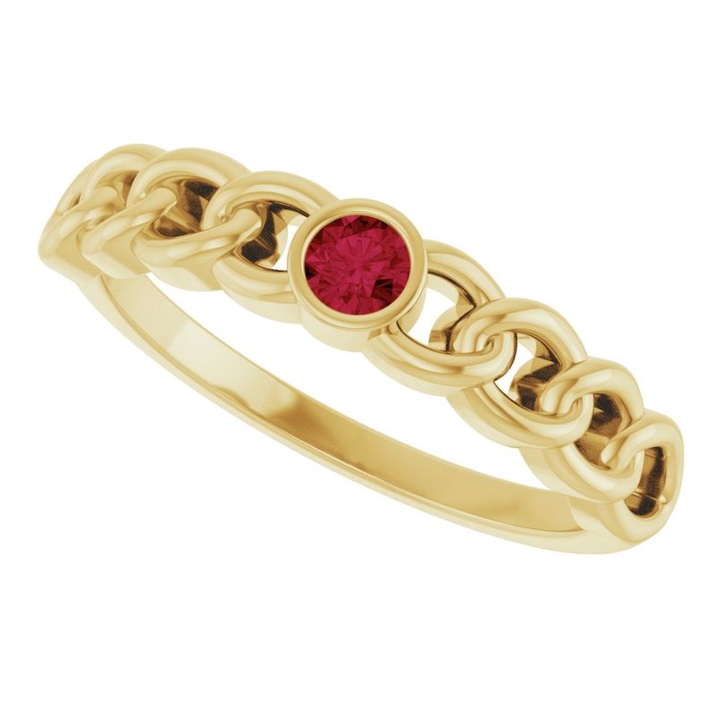 14k Yellow Natural Ruby Curb Chain Ring 633$